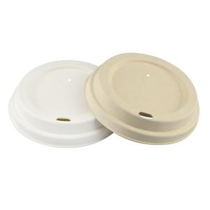 China Biodegradable Eco Compostable Cup Cover Natural Sugarcane Bagasse Pulp 80mm White Paper Cup Lids factory