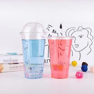 China 24oz Pet Beverage Disposable Drinking Cup Plastic Cups With Lids Recyclable factory
