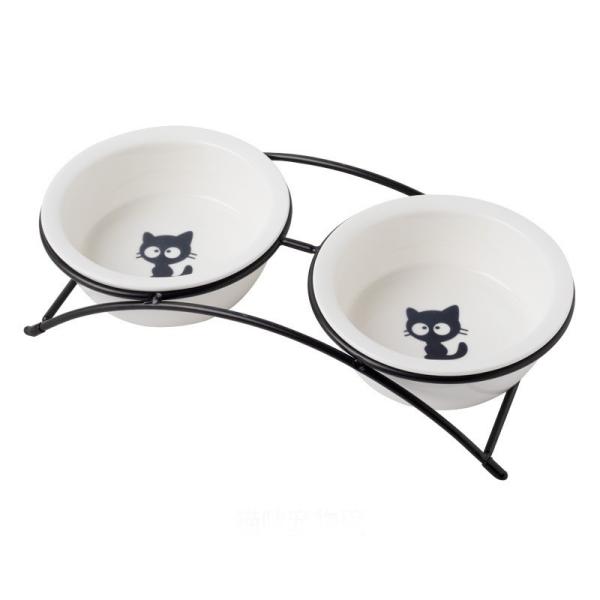 Pet Cat Food Utensils Ceramic Dog Basin Iron Frame Double Bowl Cat And Dog