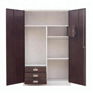 China Light Grey Double Door Electrostatic Metal Wardrobe Closets factory