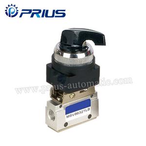 China 3 Way 2 Position Pneumatic Valve MSV86321PB , Round Green Button Mechanical Air Valve factory