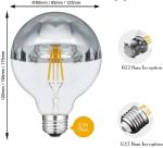 Edison Decorative Filament Bulbs Silver LED Globe Light Bulbs 4W 6W G80