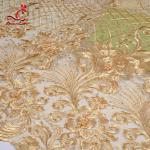 Evening Dresses flower gold embroidered beaded fabric