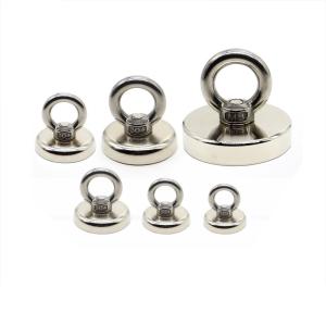 China Nickel Coated Neodymium Eyebolt Magnet Round Double Sided Neodymium Magnet factory