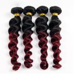 Natural Red Human Hair Extensions Ombre 1B / 99J Loose Wave Hair 10"-30"