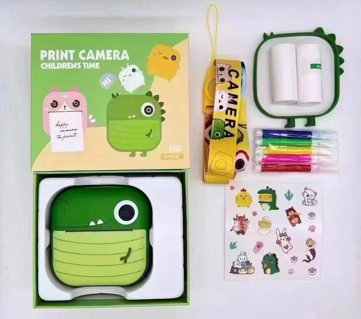 Kids Instant Printing Digital Camera, 2.4 Inch Selfie Screen 1080P HD Camera Birthday Christmas Gift
