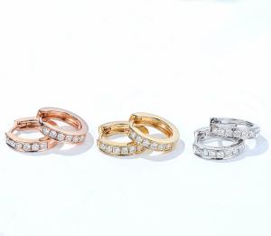 China 18K Gold Diamond Simple OL Stud Earrings 2.3g 18K Three-Color Ear Stud factory