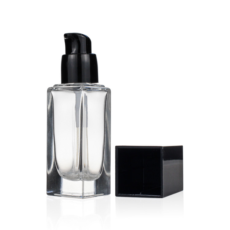 China Pump Head ETC Glass Liquid Foundation Bottles Recyclable Cosmetic Packaging factory