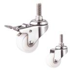 50KG Capacity 50x22mm White Stainless Steel Threaded Stem PA Wheel With Covers