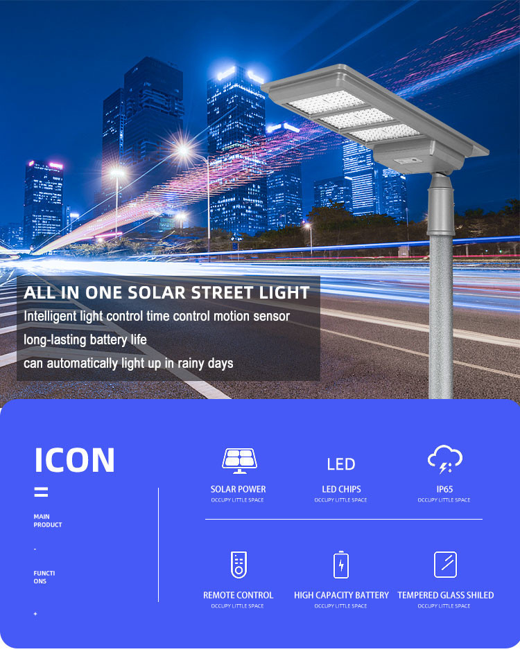 IP65 Outdoor ABS High Power Solar Street Light 50w 100w 150w 250w