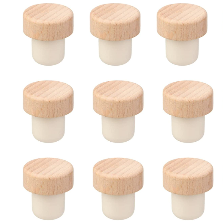 Glass Bottle Non Spill Wood Cork Polymer Stopper With Customized Logo