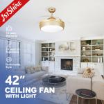 Transparent Hidden Blade Ceiling Fan with LED Light 1stshine Luxury European