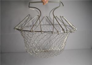 China Woven Stainless Steel Wire Basket , Heat Resistance Mesh Fryer Basket factory