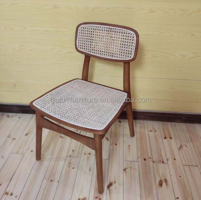 General Modern Nordic Design Solid Ash Wood Rattan Dining Chair for Home Furniture