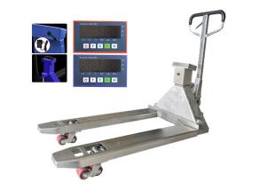 China Stainless Steel Manual Forklift Pallet Truck 1150*690*85Mm 3T With Weight Scale factory