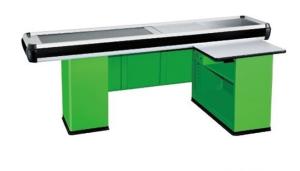 China Convenience Shop Conveyor Belt Checkout Counter With Stainless Steel Material factory