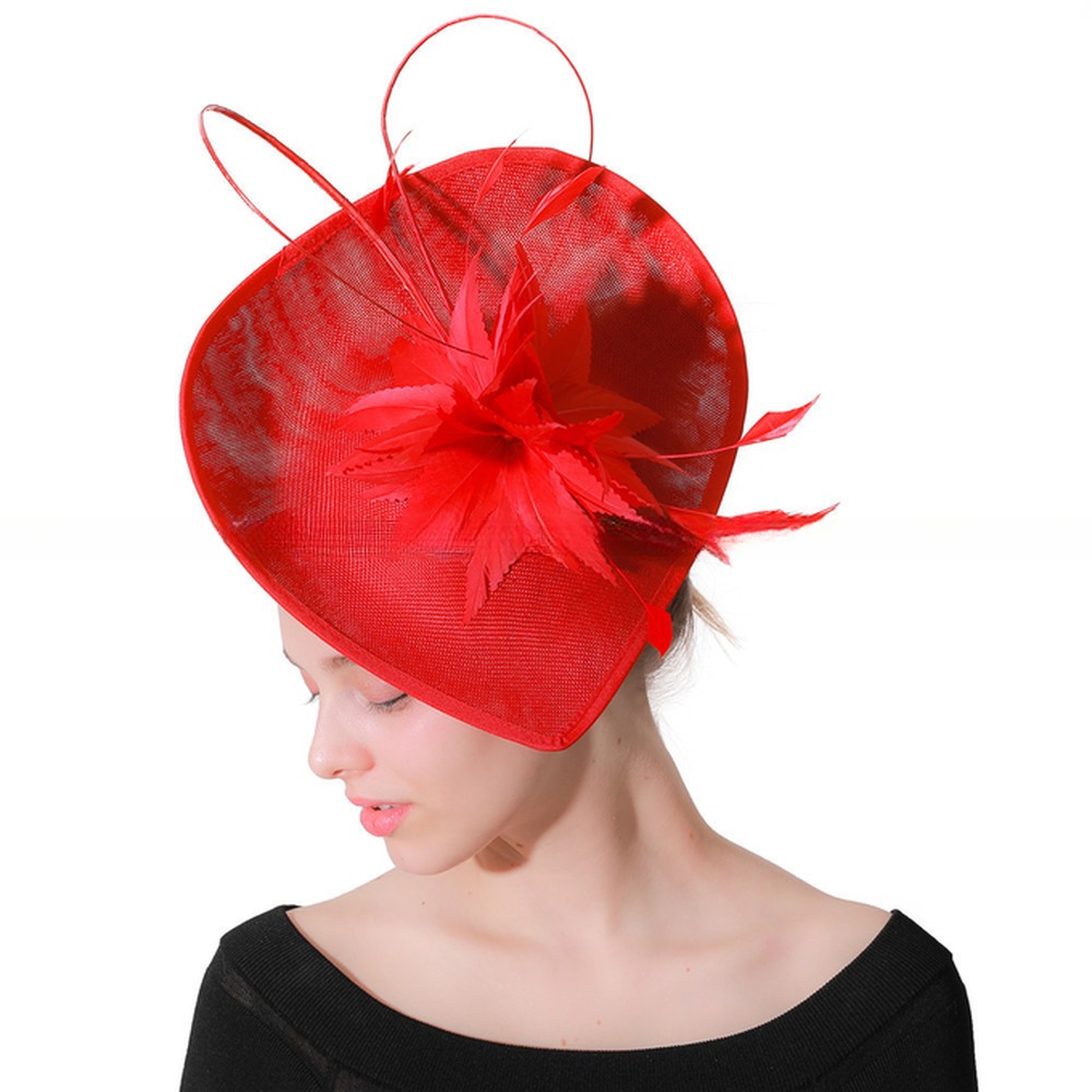 Dyed Party Decoration Sinamay Fascinator , Chicken Feather Wedding Fascinator