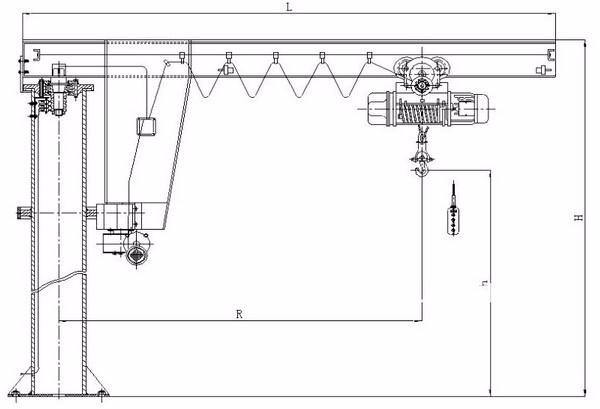 Medium Speed 3 Ton Portable Jib Crane With Pendent Control