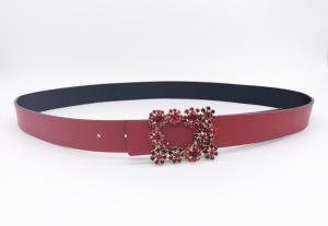 China Women Fashion Shiny Red Dressy Rhinestone Belts Customized Size 95 - 125cm Length factory