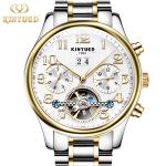 KINYUED stainless steel automatic mechanical watch for men skeleton water