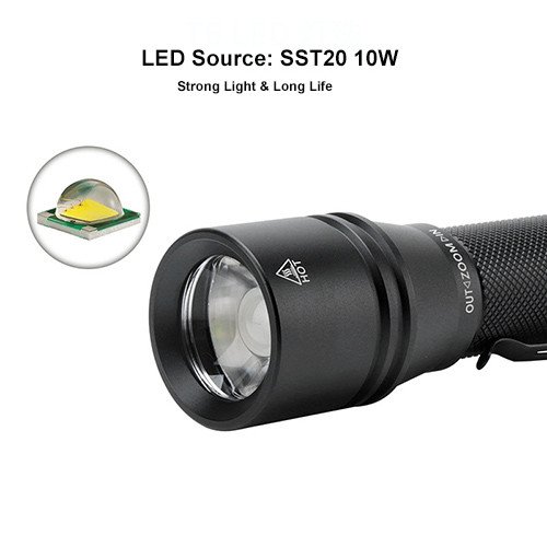 IP66 920Lm 10W Rechargeable Tactical LED Flashlight Electric Torch Light