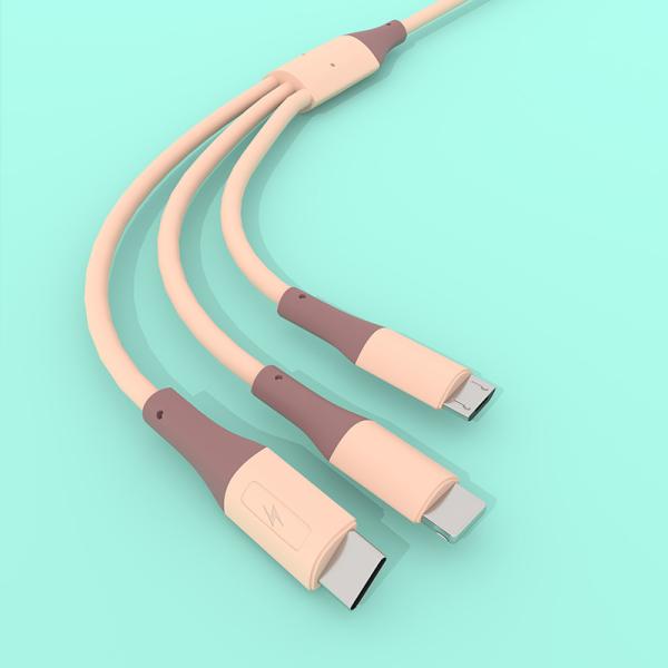 One-to-three charging cable suitable for Android type-c Huawei mobile phone fast charging three-in-one iphone Apple cabl