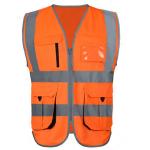 High visibility workwear safety vest with pockets 100% polyester tapes