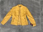 Mandarin Collar Pu Leather Coat , Mustard Upstyled Pleather Biker Jacket Tw74180