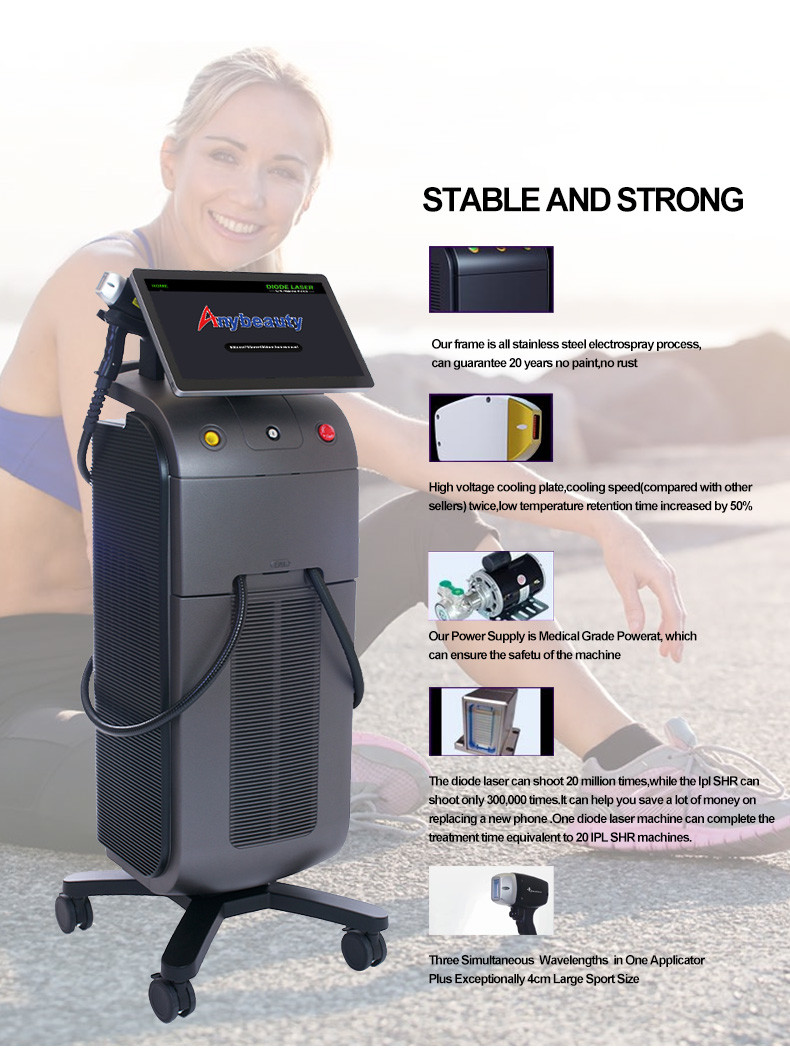 TEC Cooling Triple Wavelength Laser Hair Removal 600W 2000W
