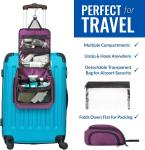 Hanging Toiletry Travel Bag with Expandable Compartments Detachable TSA Friendly