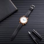 OEM Black Sandal Wood Watch Leather Band Mineral Glass SS Crown
