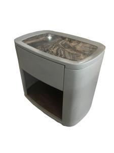 China Marble top vinyl upholstery Custom made 1-drawer night stand of 5-star hotel bedroom furniture,bed side table factory