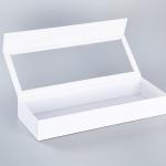 Flip Top PVC Window White Rigid Cardboard Necktie Packaging Box Magnetic Closure