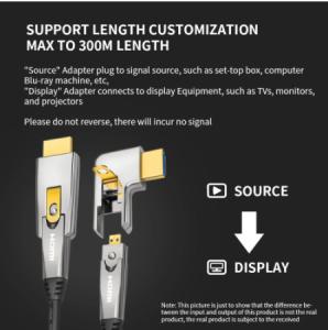 China 8K 48G Optical HDMI Cable HDR EARC Optical Fiber 4k 60HZ 15M 30M 50M factory