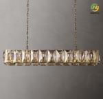 K9 E12 Crystal Pendant Chandelier Wrought Iron Retro Rectangle