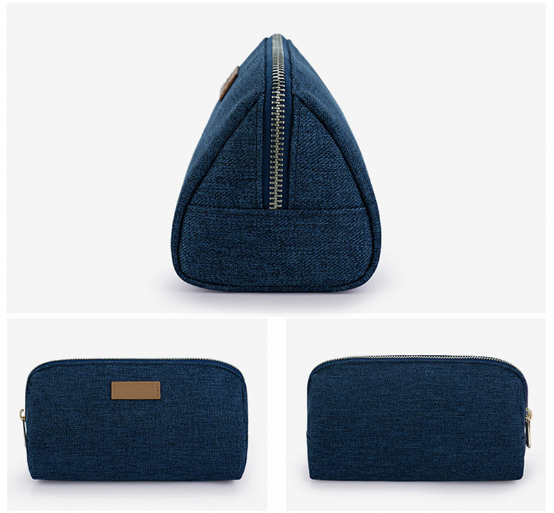 Multifunction Pure Color Custom Logo Zipper Makeup Pouch Triangular Bag