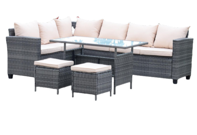 Luxury Hotel Outdoor Furniture Waterproof PE Indoor Wicker Dining Table And Chairs