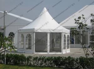 China White PVC Pagoda Party Tent , Luxury Outdoor Canopy Tent White With Glass Sidewalls factory