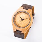 Mens Wooden Watch Waterproof Mineral Glass Mens Leather Wrist Watch