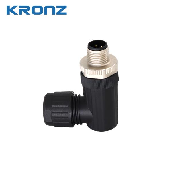 Professional M12 Connector Rated Current 4A Brass Contact Surface Black Housing