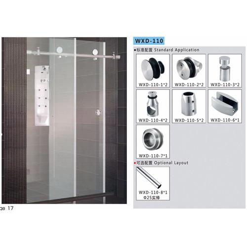 Bathroom Sliding Door System 110, Stainless Steel 304, Satin MIrror, glass
