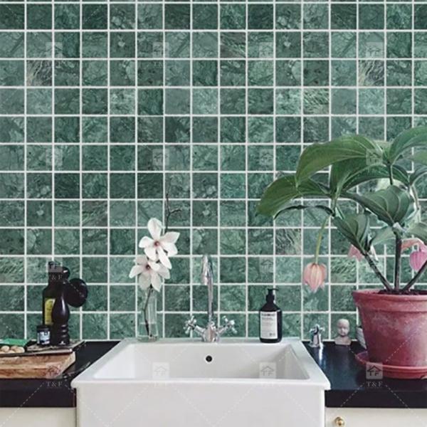 Natural Marble Mosaic Polished Swimming Pool Tile Green Square Shape Home