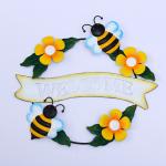 Garden Metal Wall Hanging Ornaments Handmade Bee Pattern Welcome Slogan