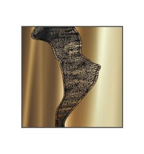 China Custom Golden Premium Square Wall Art Hotel Entryway Metal Decor Painting Mural factory