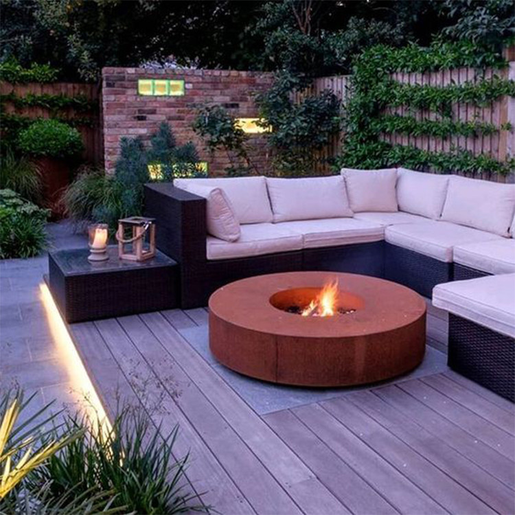  Portable Round Outdoor Garden Corten Steel Fire Pit Camping For Outside Wood Burning For Outdoor And Garden