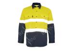 100% Cotton Two Tone Safety Work Clothes With 5CM Reflective Tape Chest Pockets