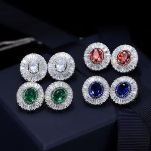 China Hip Hop Zircon Diamond Earring Round Earring Simple CZ White Bling Stud Earrings for Women factory