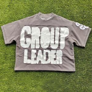China Vintage Acid Wash Graphic Screen Printing Cropped Men's T-Shirt Printed S-5XL or Custom factory