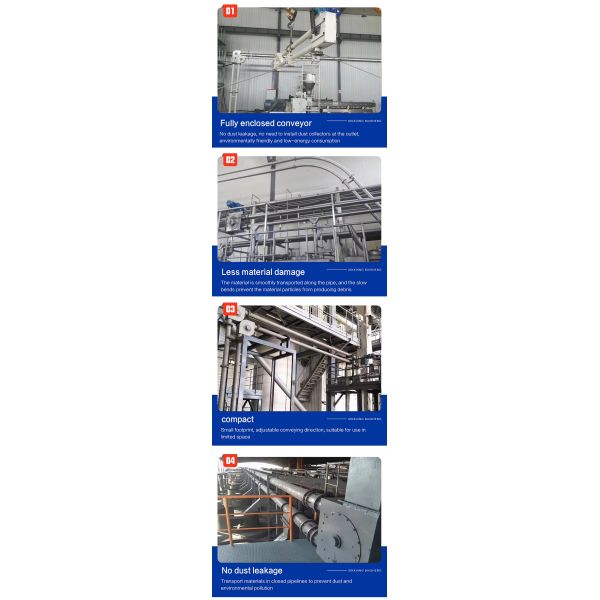 Custom-made fully enclosed pipeline chain conveyor industrial tubular conveyor, suitable for cement, flour, and ash plant manufacturers.
