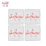 Customized Logo Tempered Round Square Beaded Portable Wine Glass Coasters Set